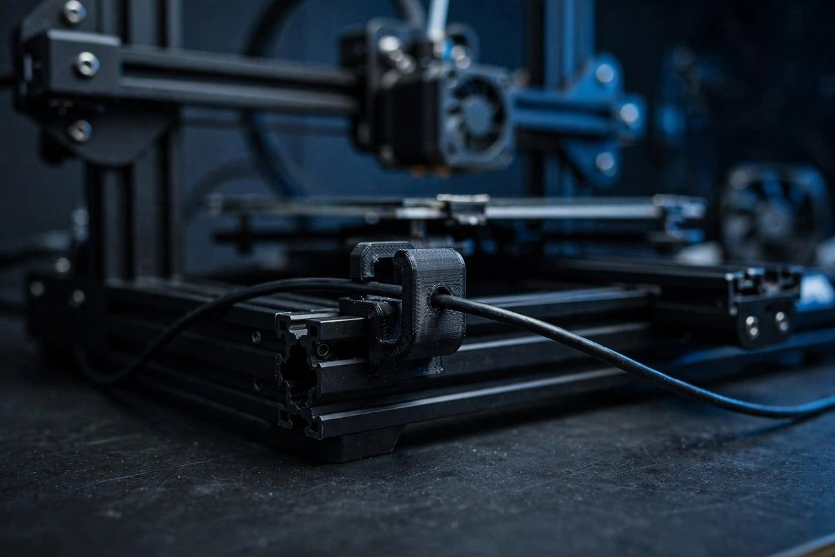 Filament track switch holder on a printer frame
